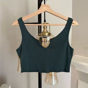Princess Polly Dark Green Ribbed Women's Crop Top